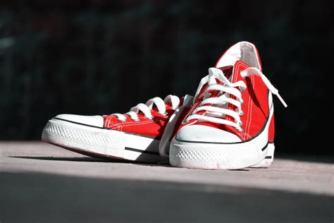 red and white sneakers